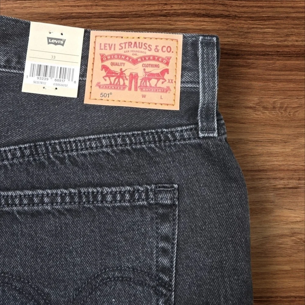 Levi's 501 Black Jean Shorts Raw Hem Vintage Look Button Fly NWT